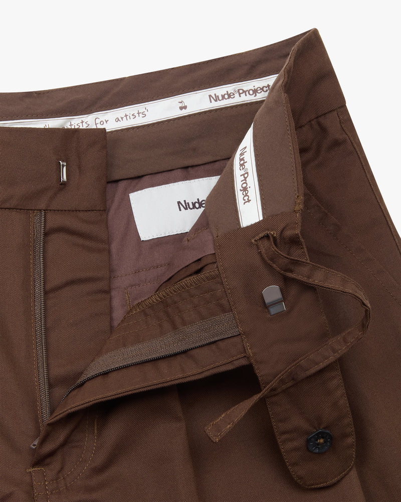 Pleated Chino Pants Brown