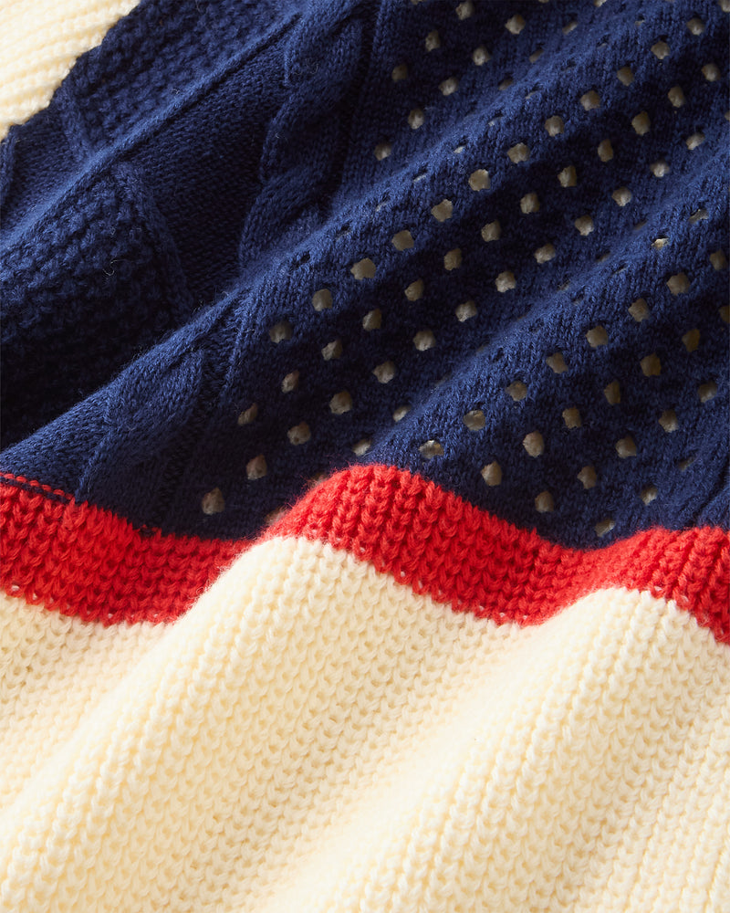 Monk Knit Zip-Up Hoodie Off-White