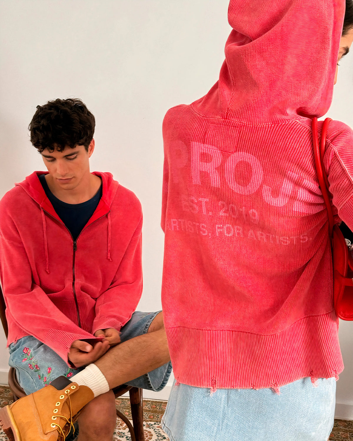 Perfect Cropped Zip-Up Hoodie Raspberry