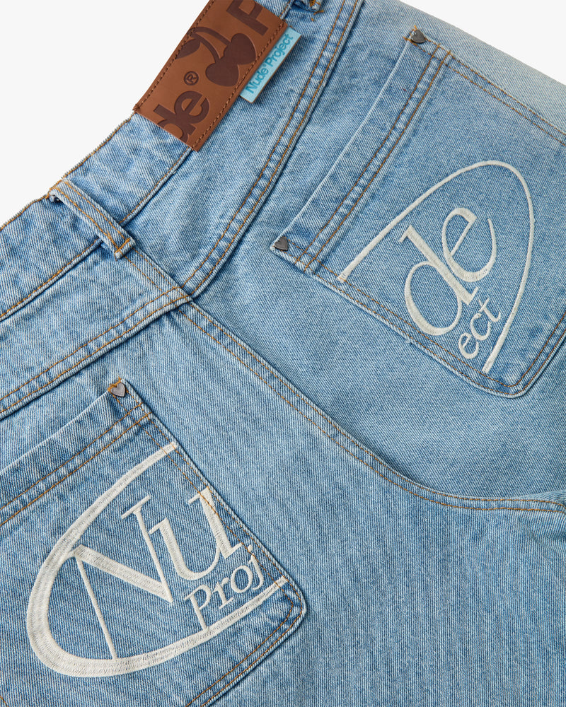 Faded Straight Denim Shorts