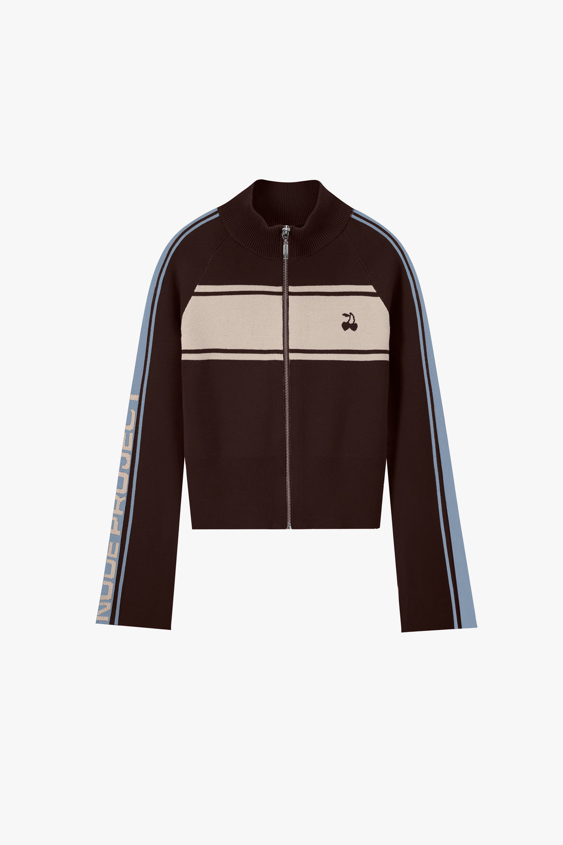 Katana Zip-Up Knit Cardigan Brown