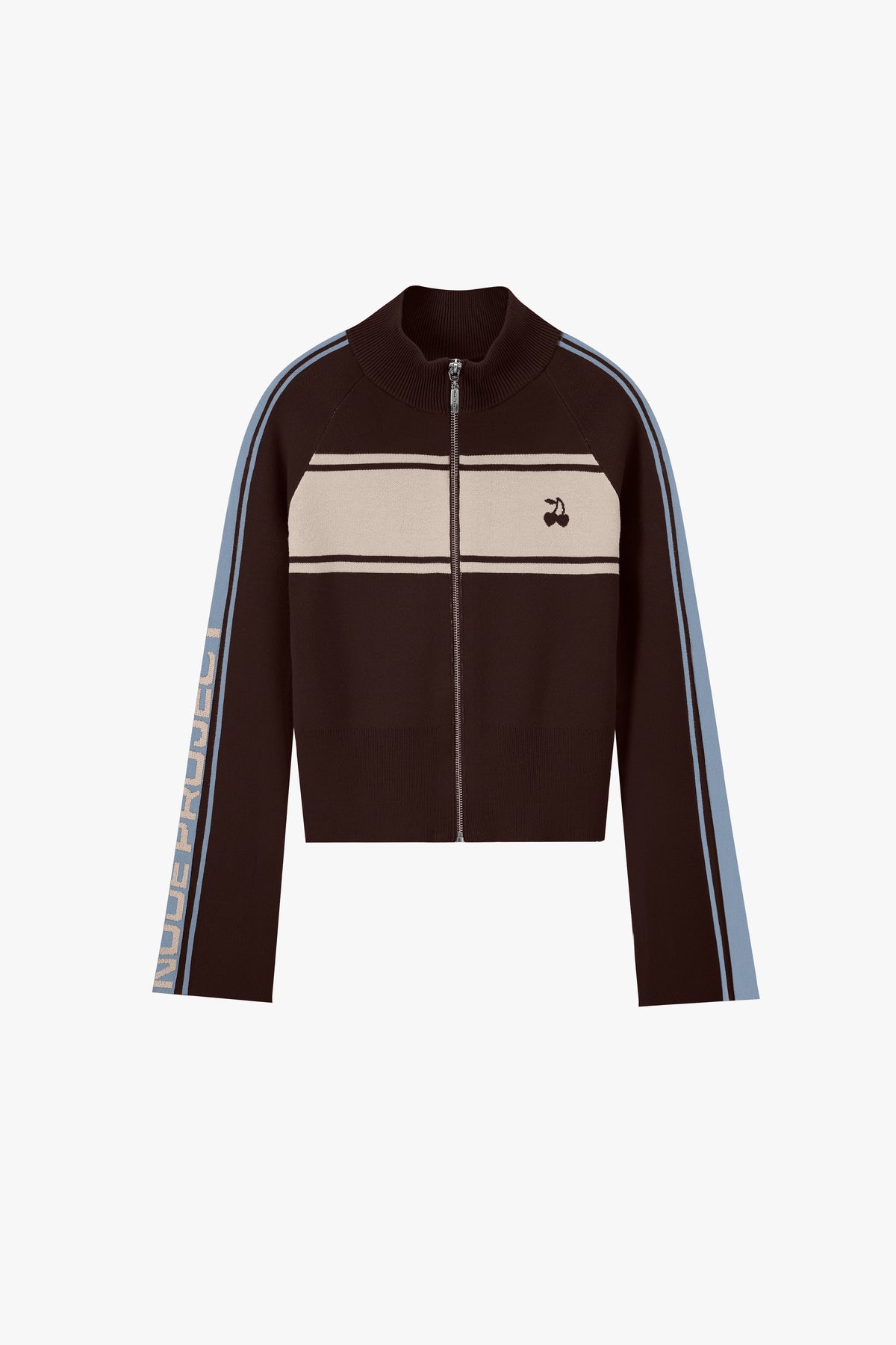 Katana Zip-Up Knit Cardigan Brown