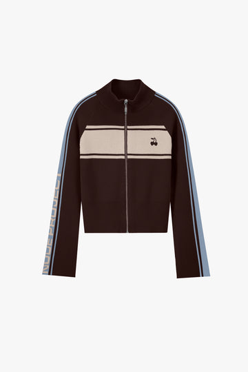 Katana Zip-Up Knit Cardigan Brown