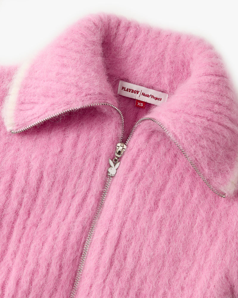 Mansion Zip-Up Knit Pink