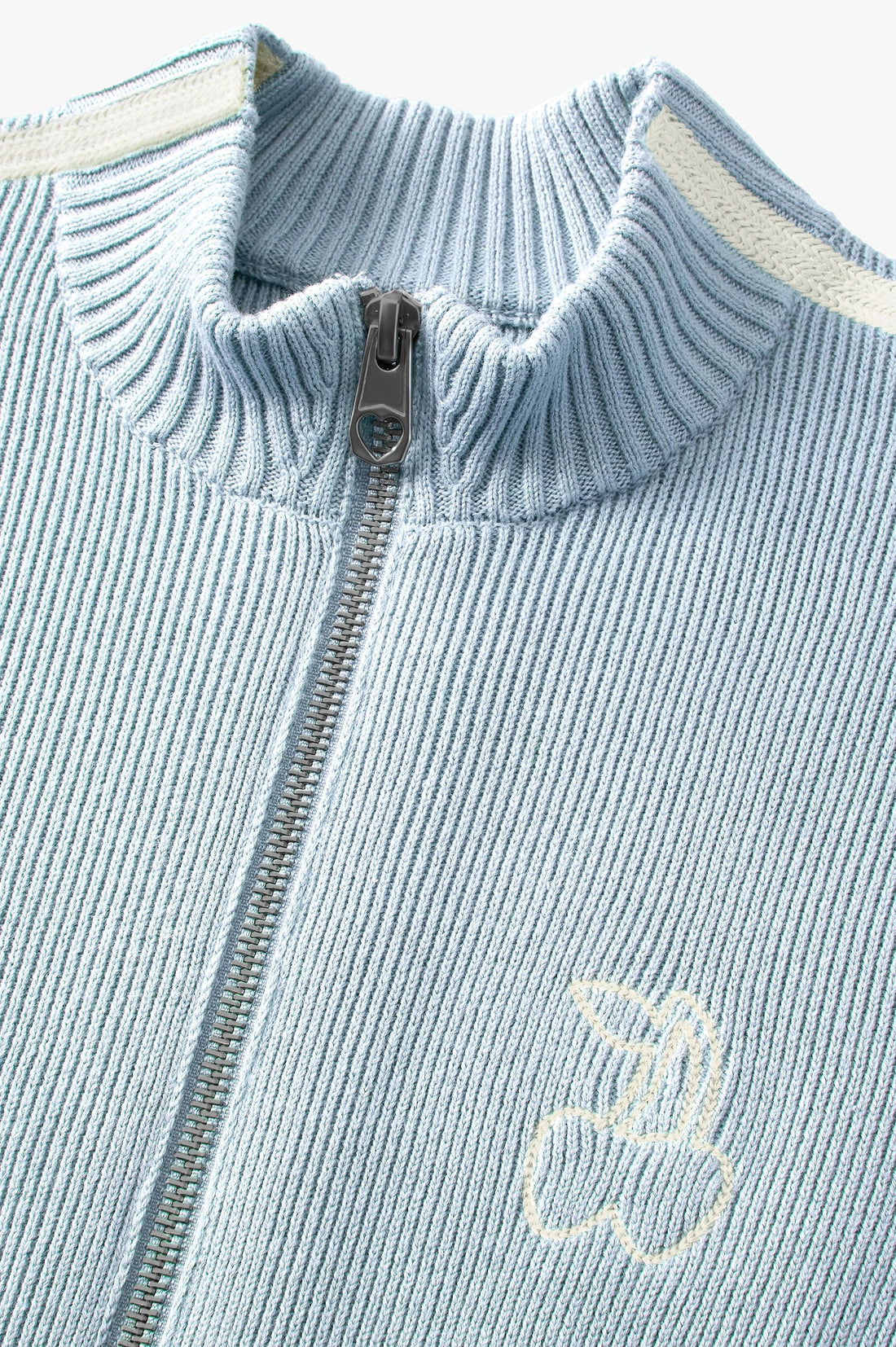 Cherries Full-Zip Knit Light Blue