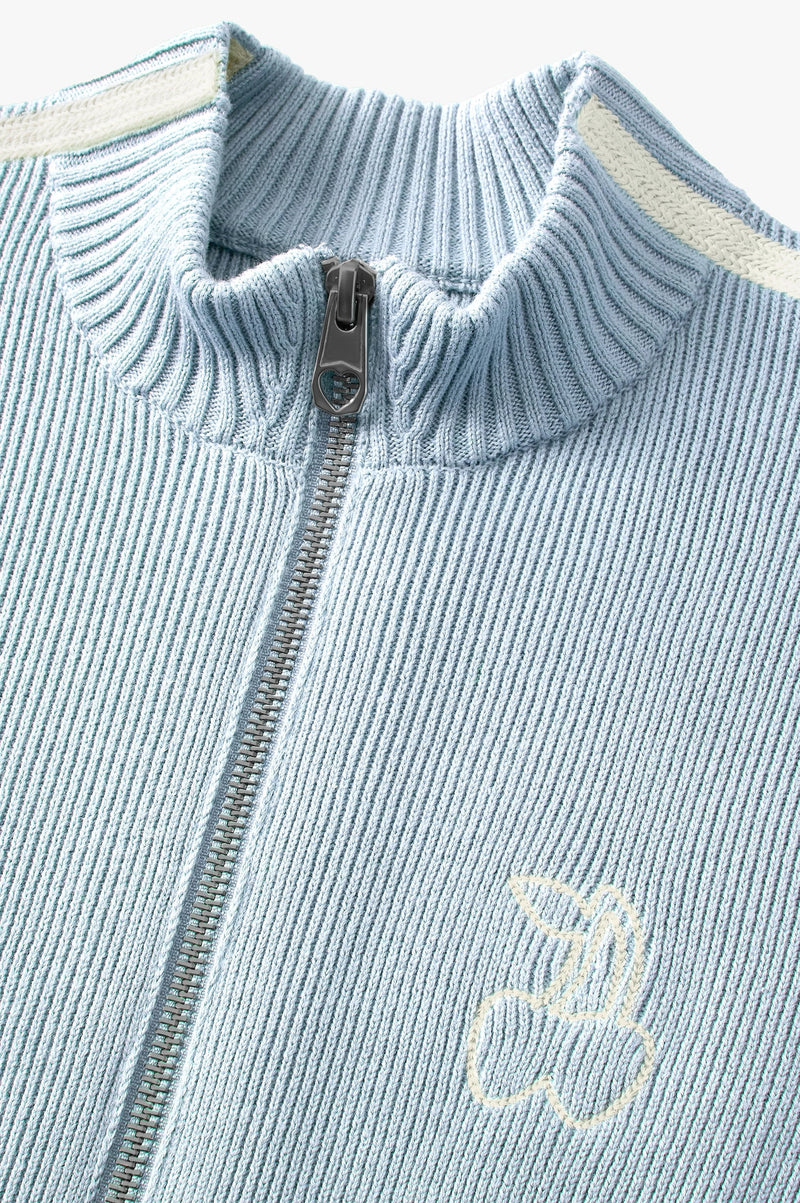 Cherries Full-Zip Knit Light Blue