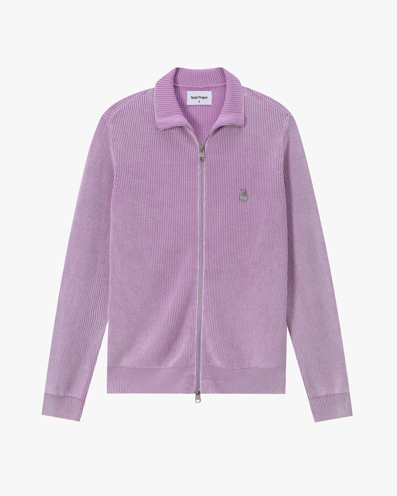 Shady Knit Zip-Up Cardigan Purple