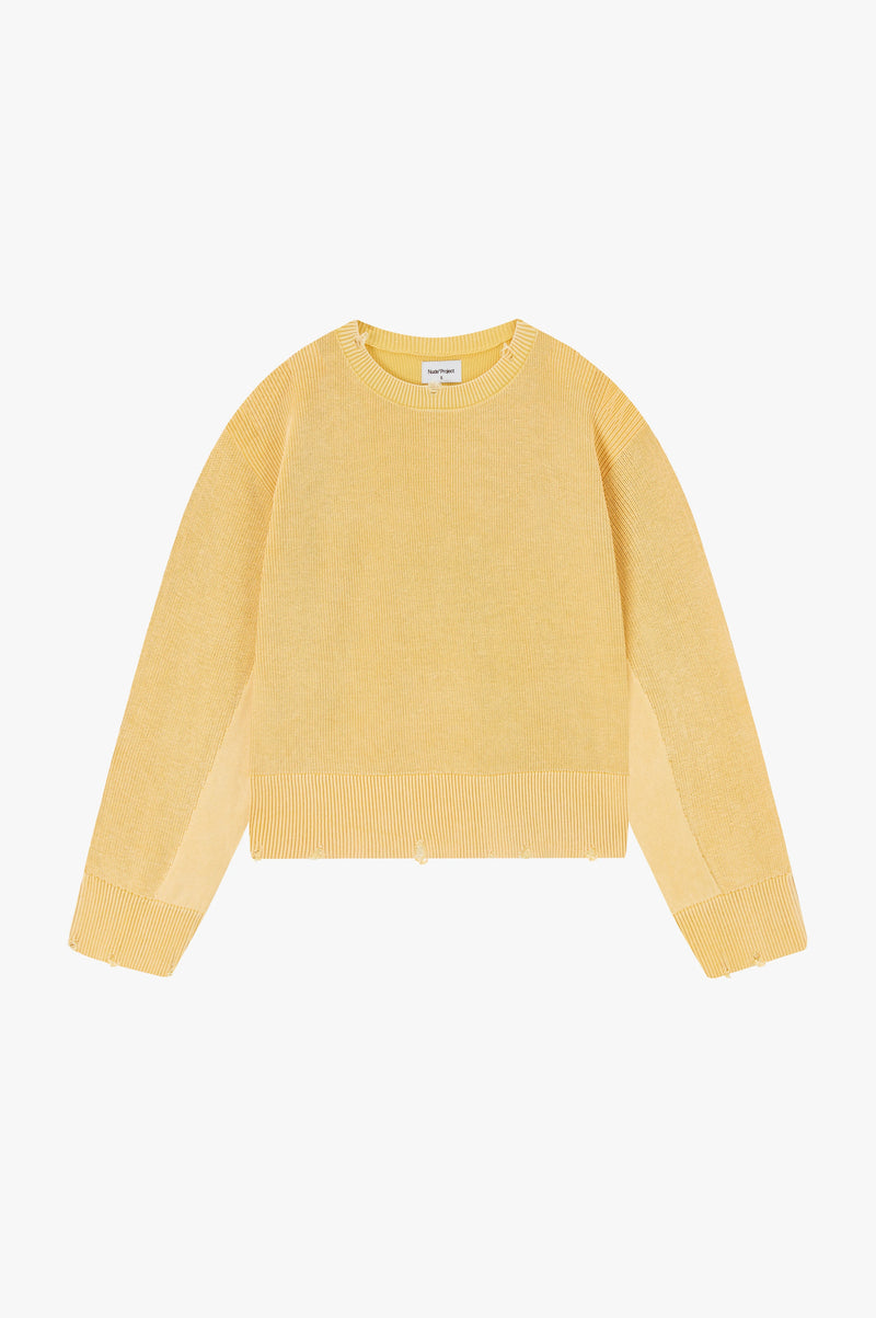 Perfect Cropped Knit Sweater Yellow
