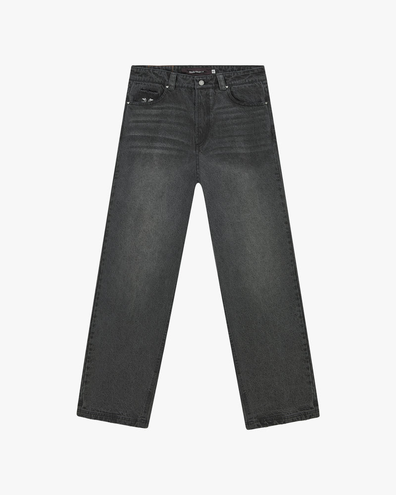 Basic Straight Jeans Black-Black