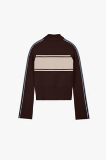 Katana Zip-Up Knit Cardigan Brown