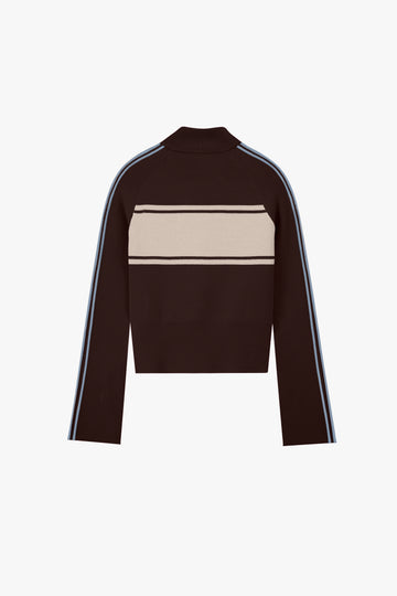 Katana Zip-Up Knit Cardigan Brown