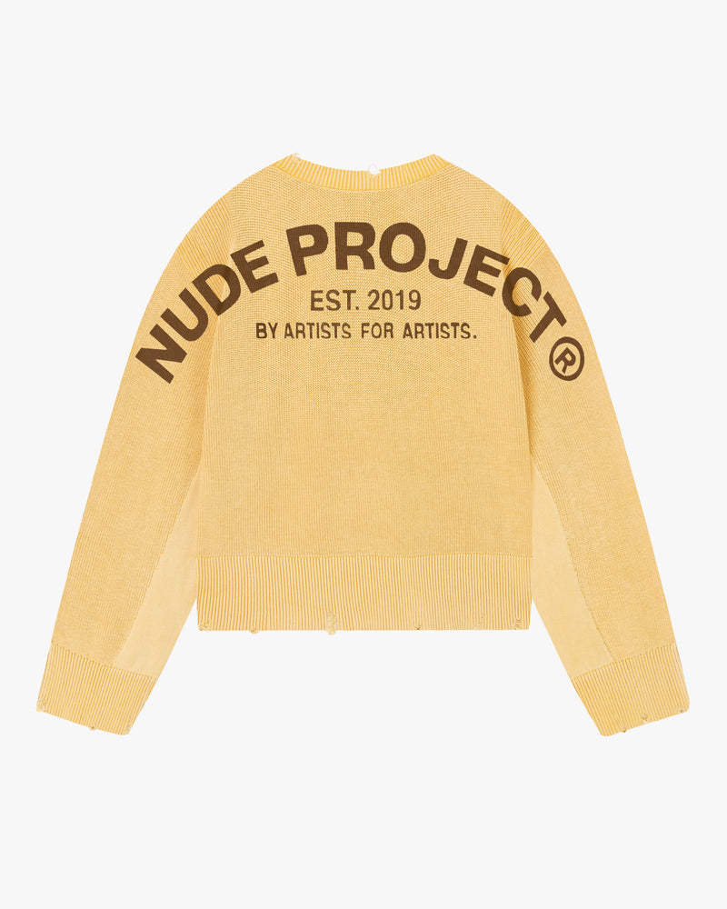 Perfect Cropped Knit Sweater Yellow