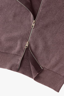 Shady Knit Zip-Up Cardigan Brown
