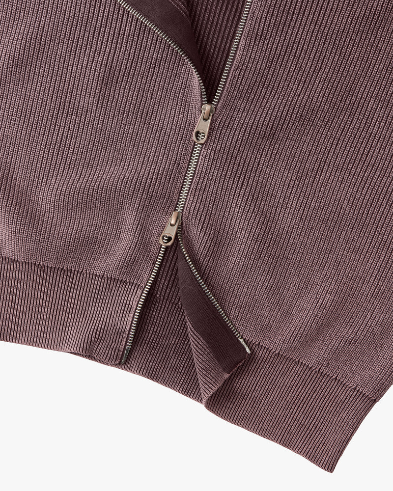 Shady Knit Zip-Up Cardigan Brown