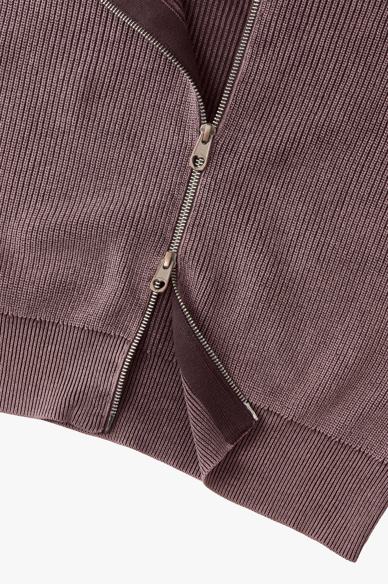 Shady Knit Zip-Up Cardigan Brown