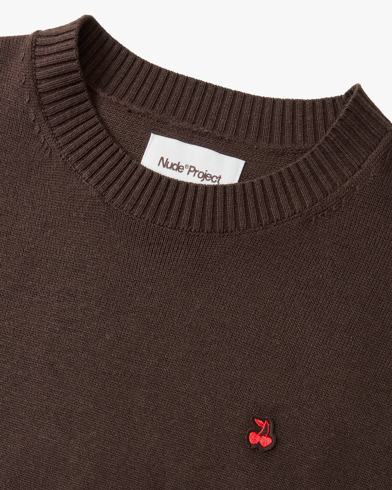 Cherry Logo Knit Sweater Brown