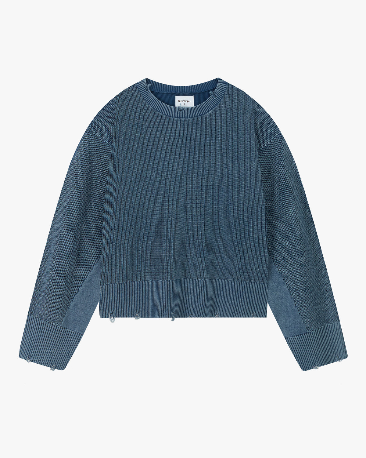 Perfect Cropped Knit Sweater Washed Blue