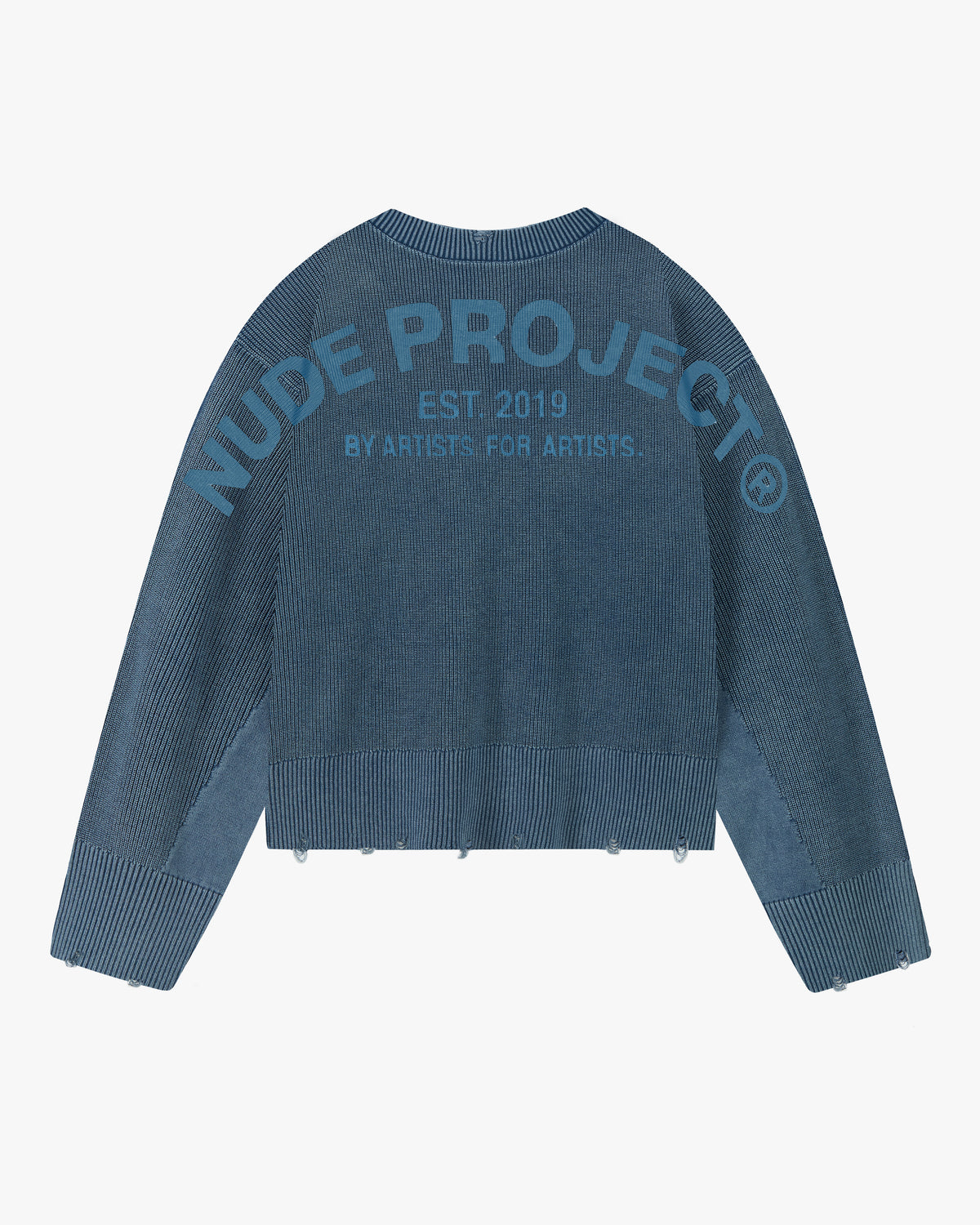 Perfect Cropped Knit Sweater Washed Blue