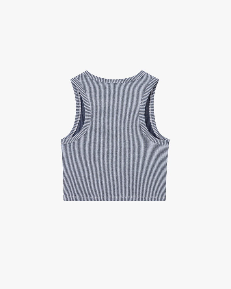 PLAYBOY CONTRAST RIBBED TANK TOP BLUE