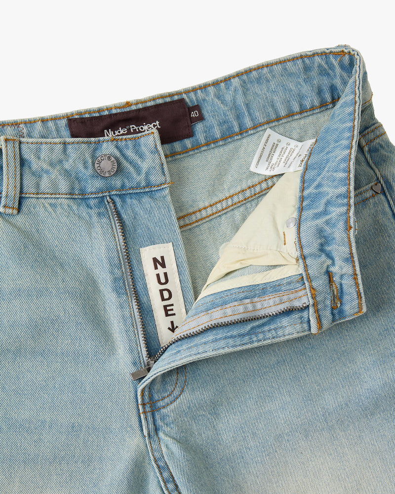 Straight Denim Shorts Sand Washed