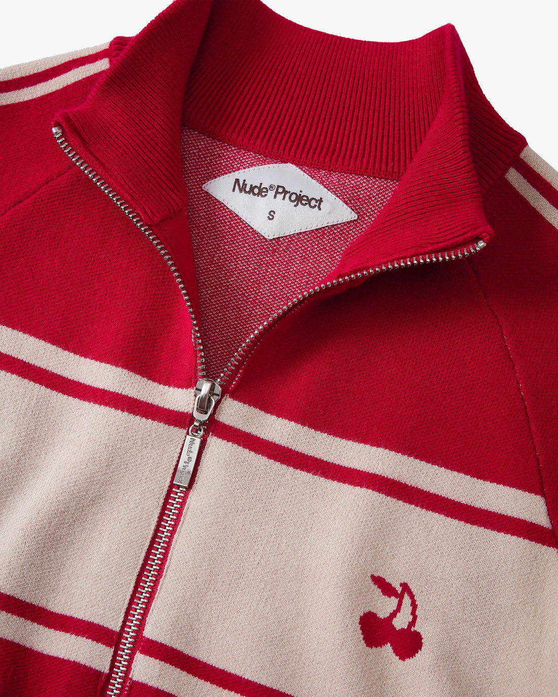 Katana Zip-Up Knit Cardigan Red