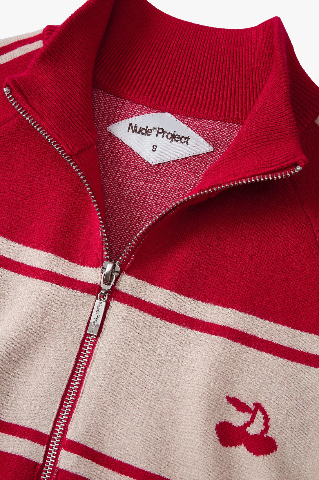 Katana Zip-Up Knit Cardigan Red