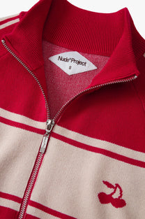 Katana Zip-Up Knit Cardigan Red