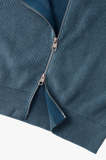 Shady Knit Zip-Up Cardigan Petrol Blue