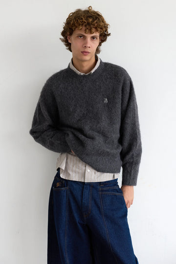 Alpaca Knit Sweater Grey
