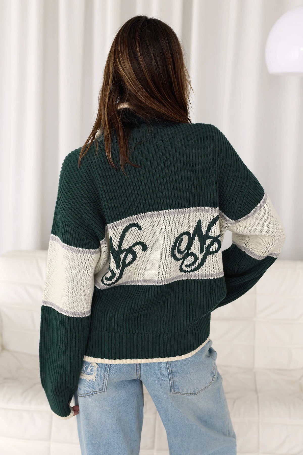 Voyage Knit Zip-Up Cardigan Green