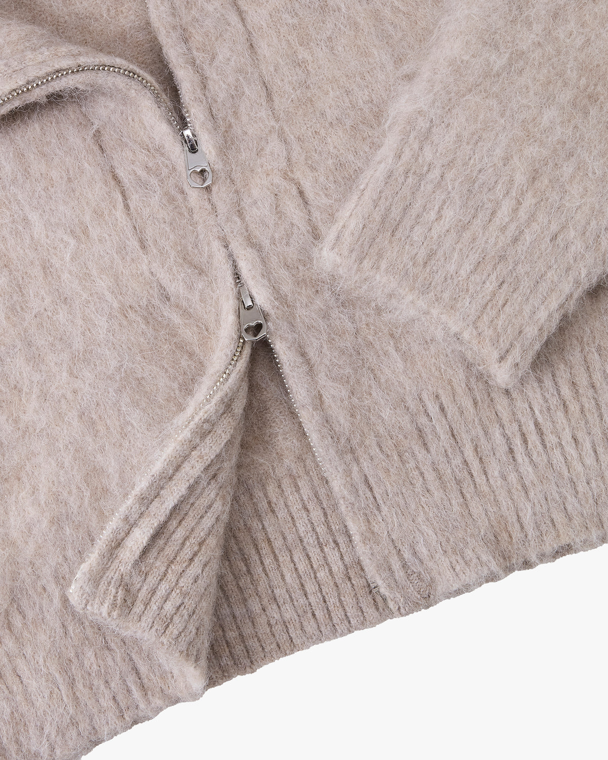 Alpachino Knit Zip-Up Hoodie Beige