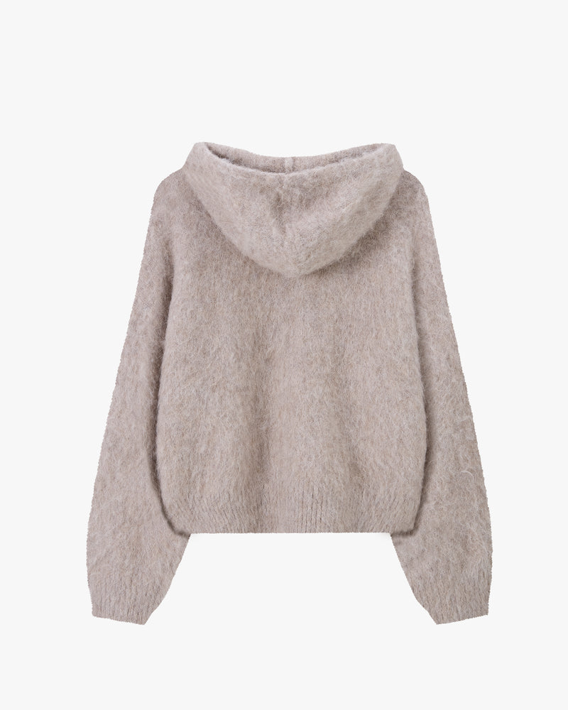 Alpachino Knit Zip-Up Hoodie Beige