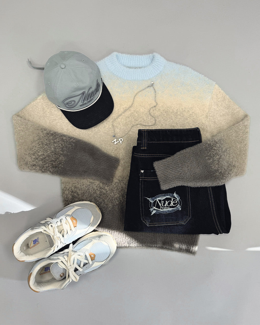 Gradient Cozy Knit Sweater Baby Blue