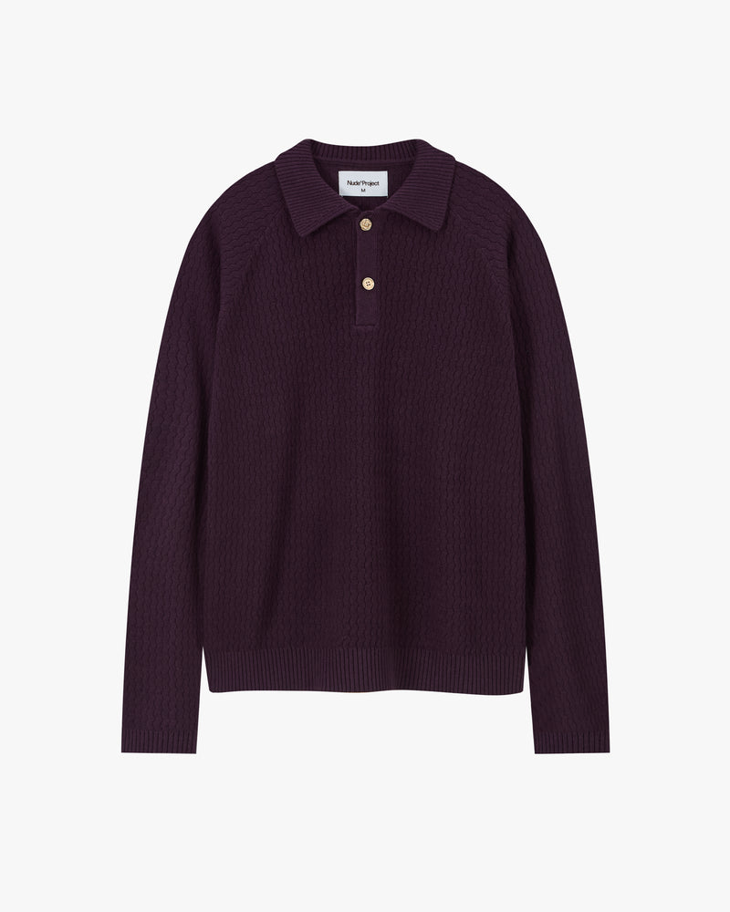 Elegant Knit Polo Burgundy