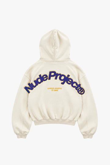 Sudadera Con Cremallera Blanco Crema