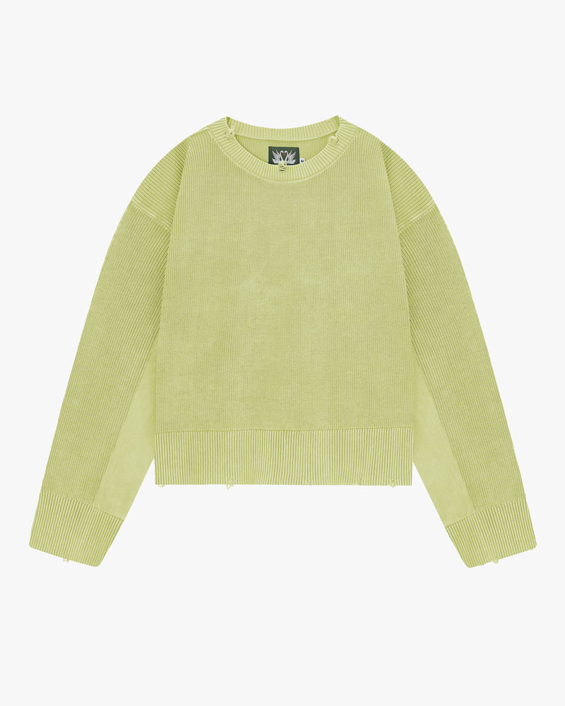 Perfect Cropped Knit Sweater Lime