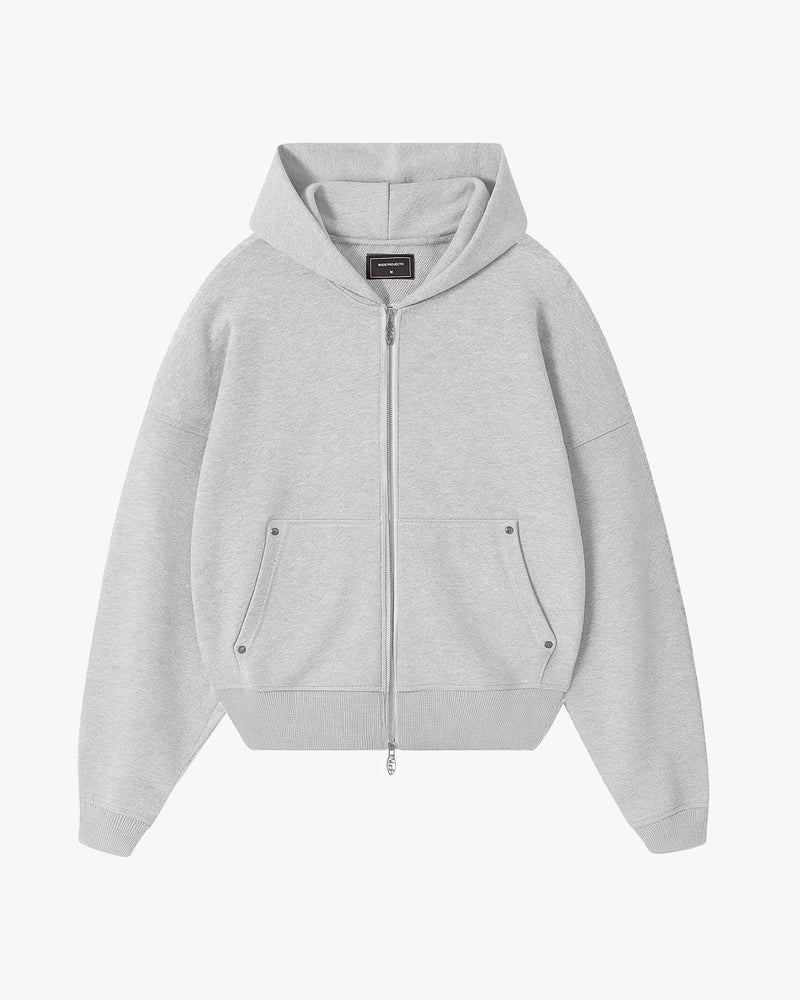 Beast Zip-up Hoodie Grey Melange
