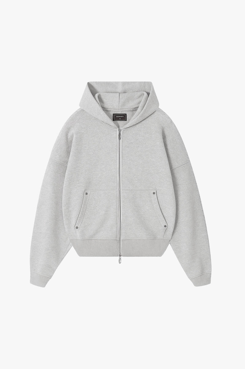 Beast Zip-up Hoodie Grey Melange