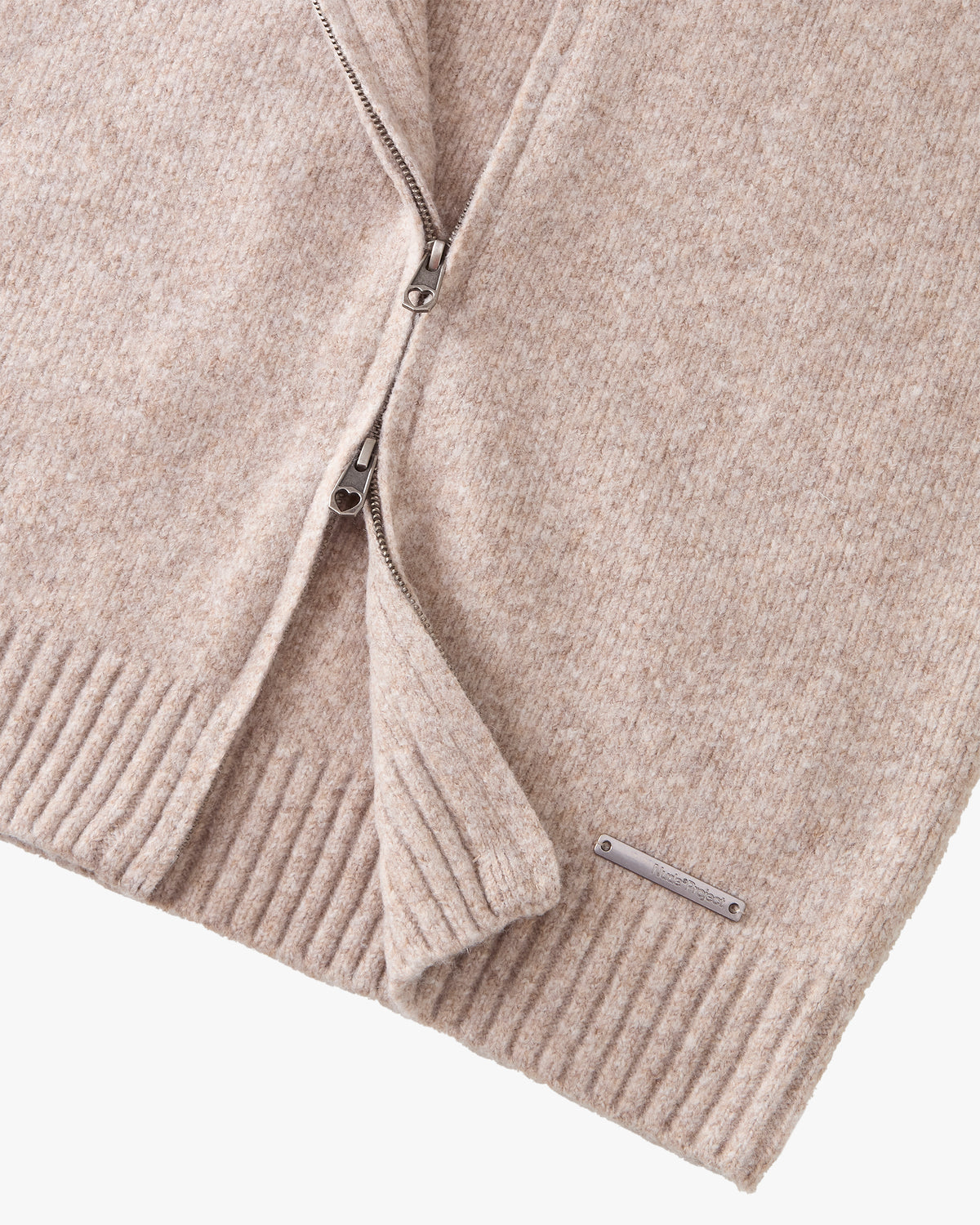 Sweet Knit Zip-up Cardigan Beige