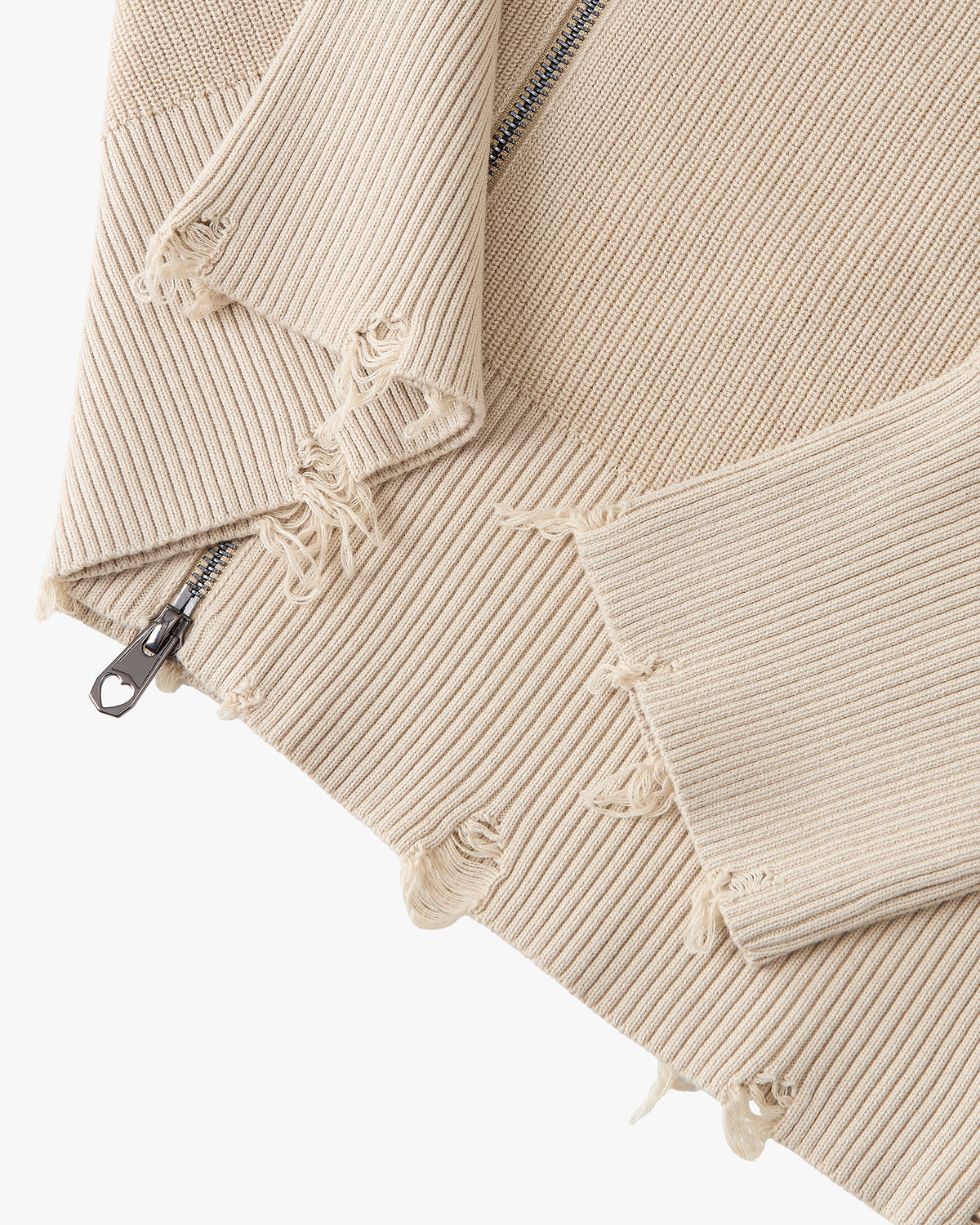 Besito Knit Zip-Up Hoodie Beige