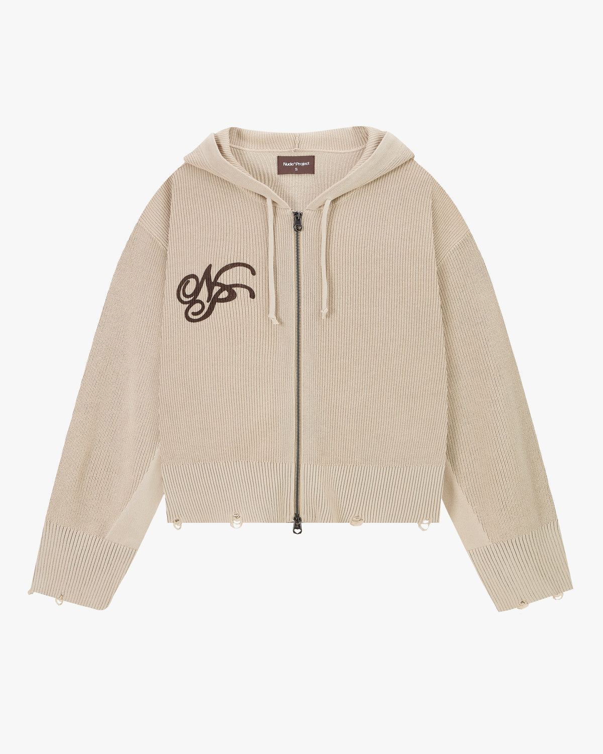Besito Knit Zip-Up Hoodie Beige