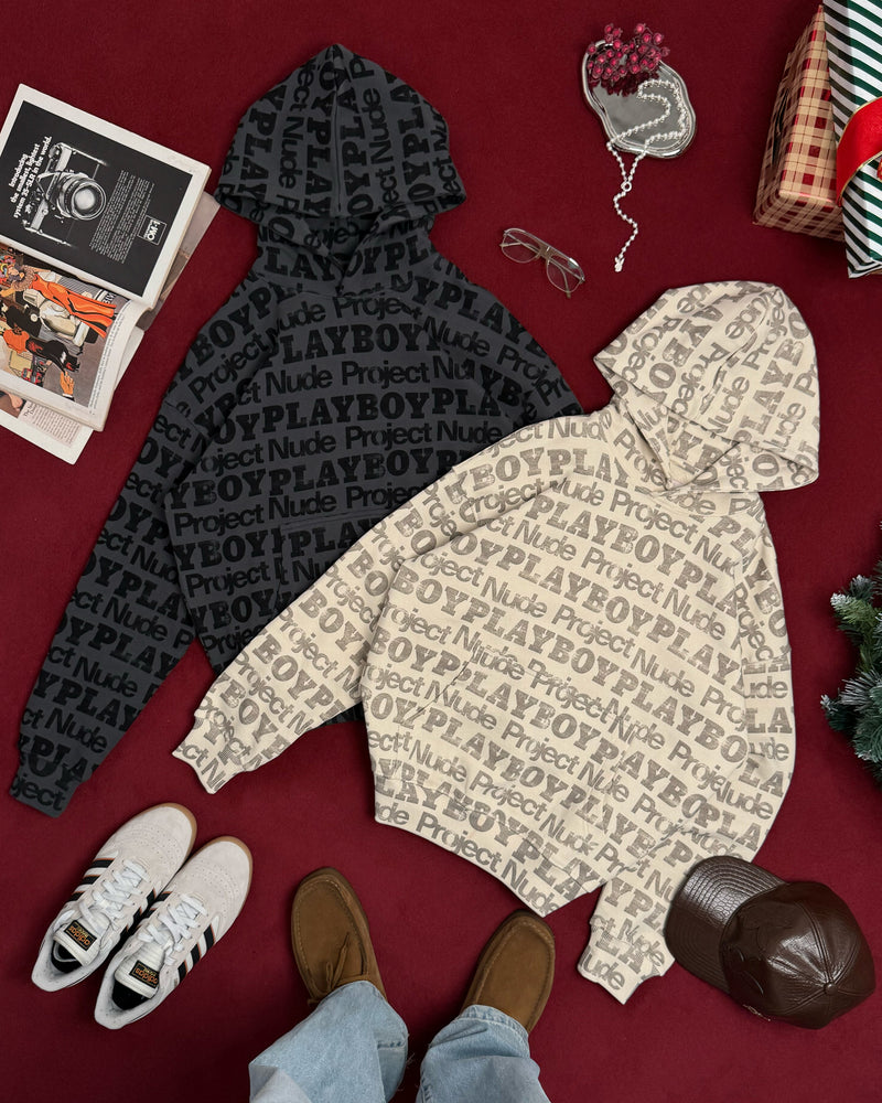 Playboy Print Hoodie Ash