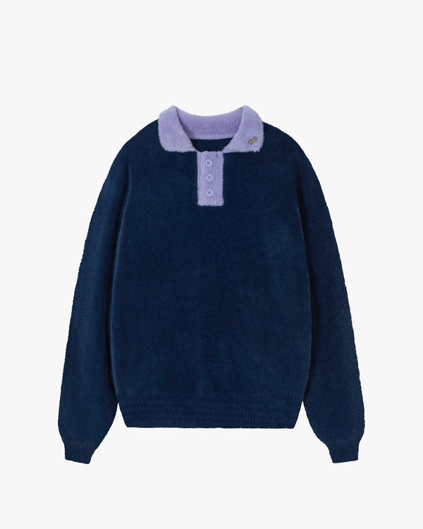 COZY KNITTED POLO NAVY