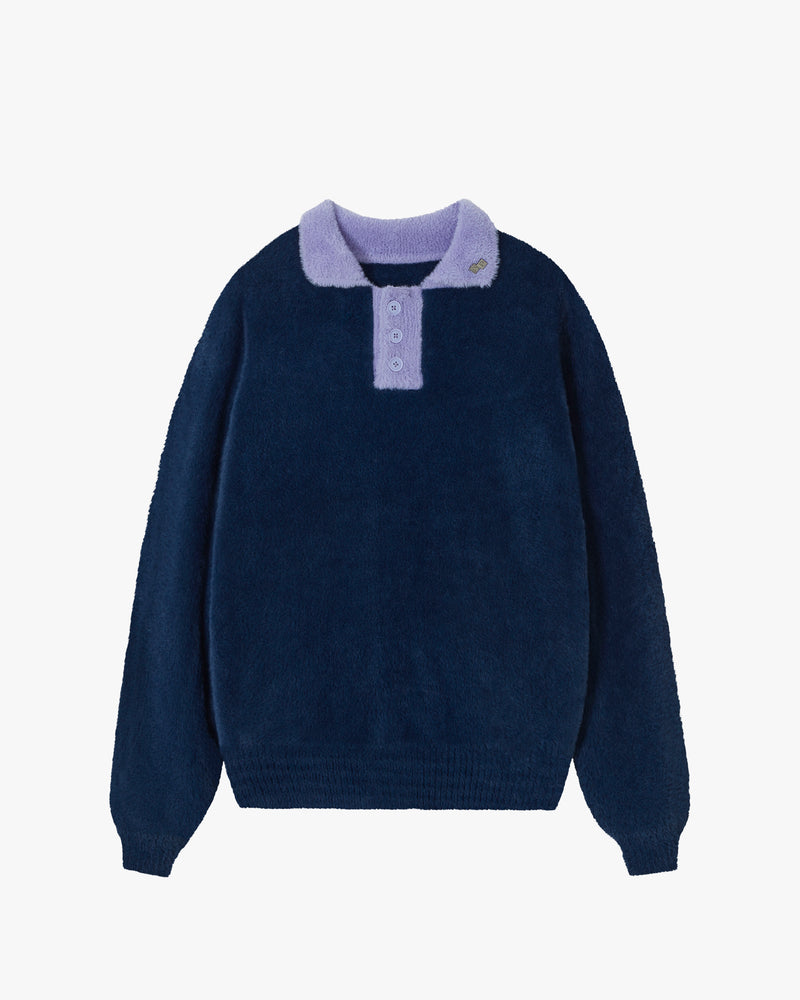 COZY KNITTED POLO NAVY