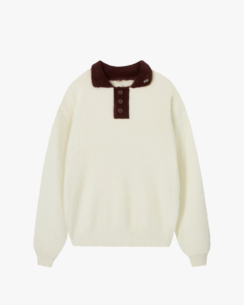 COZY KNITTED POLO OFF-WHITE