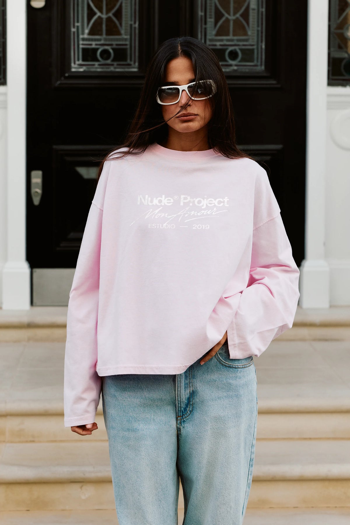 Mon Amour Long-Sleeve Tee Pink