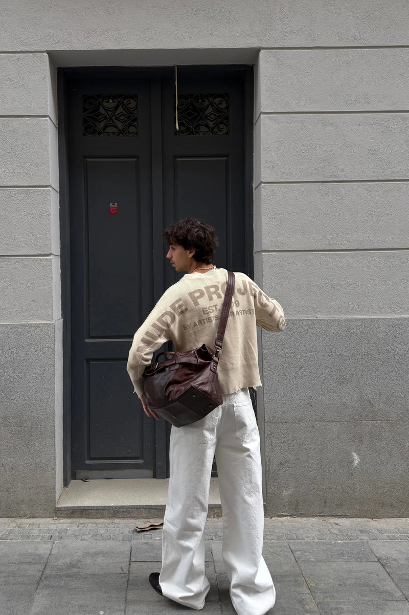 Perfect Cropped Knit Sweater Beige
