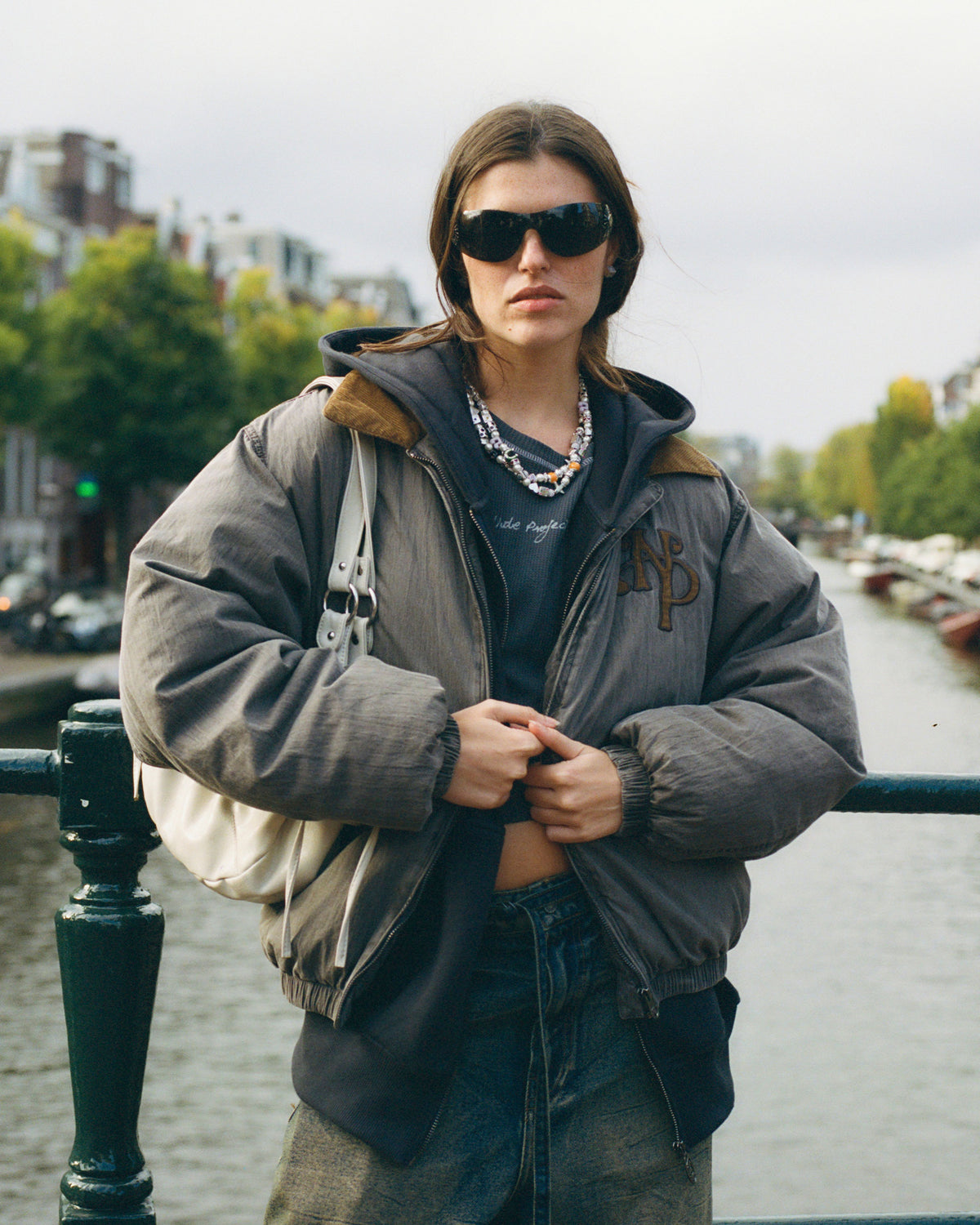 "Not Working" Bomber Jacket Dark Grey