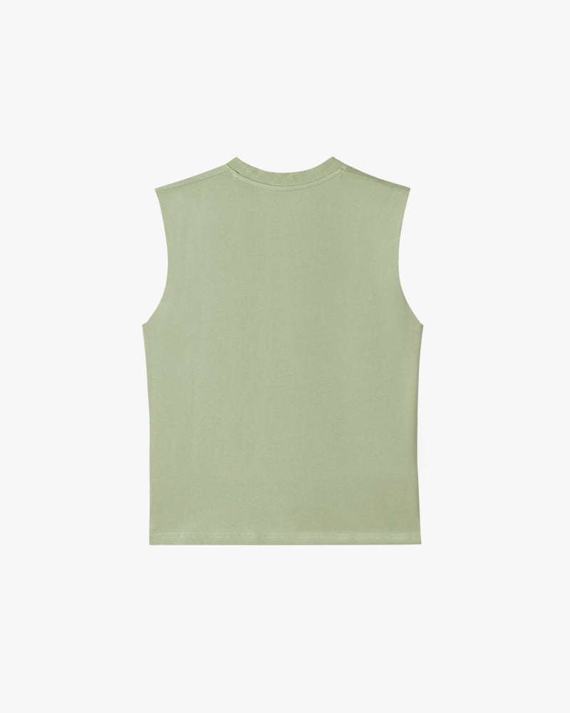 DISTRESSED SLEEVELESS TEE JADE