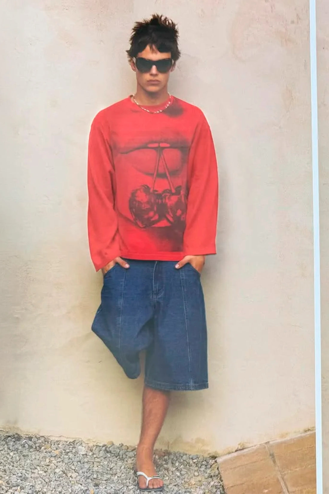 Kisses Long-Sleeve Tee Red